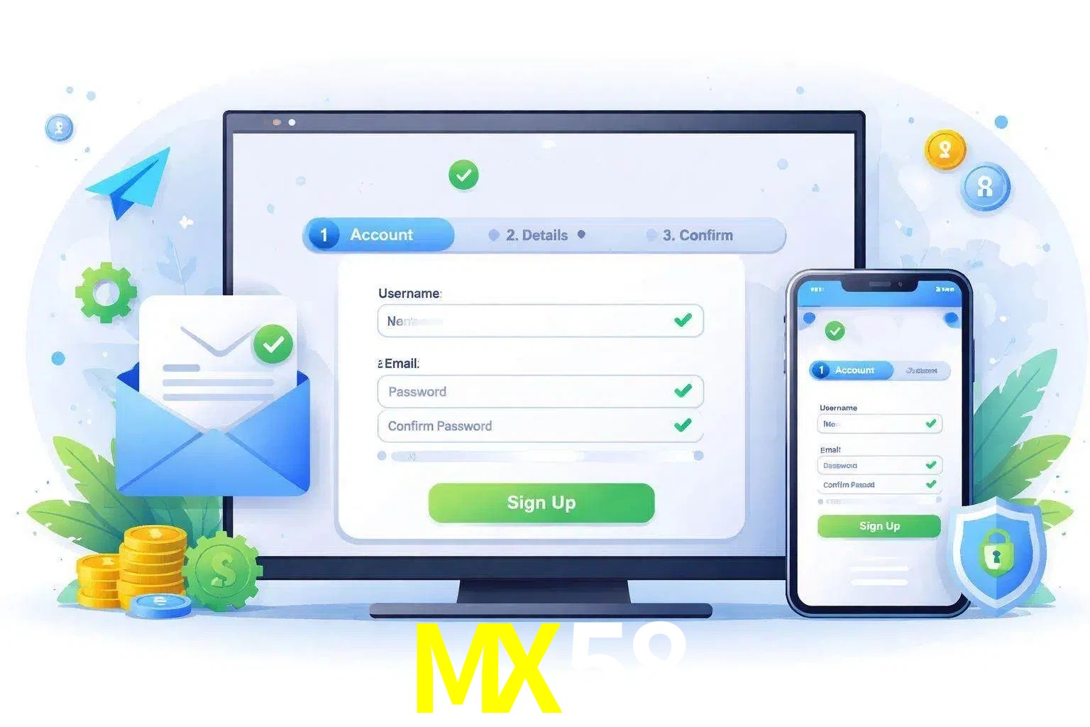 Registro de nuevo usuario y configuración de cuenta MX58